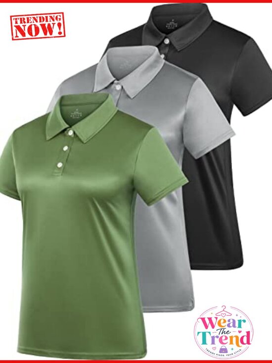 Tops - Women's Dry Fit Polo Shirt Short Sleeve Golf Shirt Collar Tops